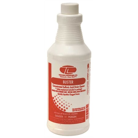 Theochem Laboratories Buster Liquid Drain Opener Quart, 12PK 100916-99990-1Q